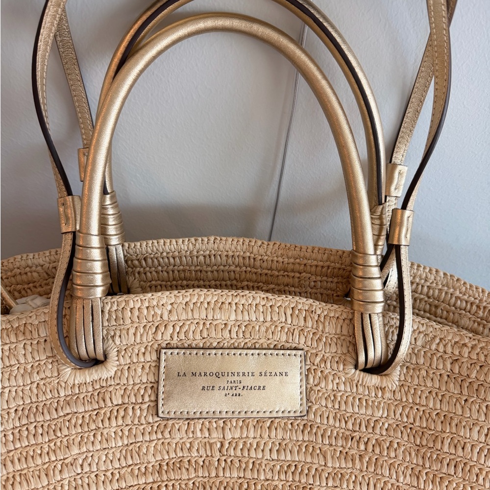 Sezane Justine Basket Bag with Gold Leather Handles - Picture 2 of 5
